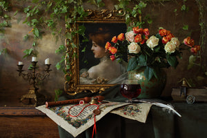 3-piece-aluminium-print-still-life-with-flowers-and-picture