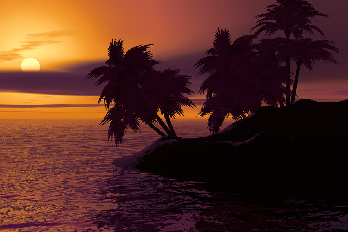 aluminium-print-the-lonely-island-in-the-sunset