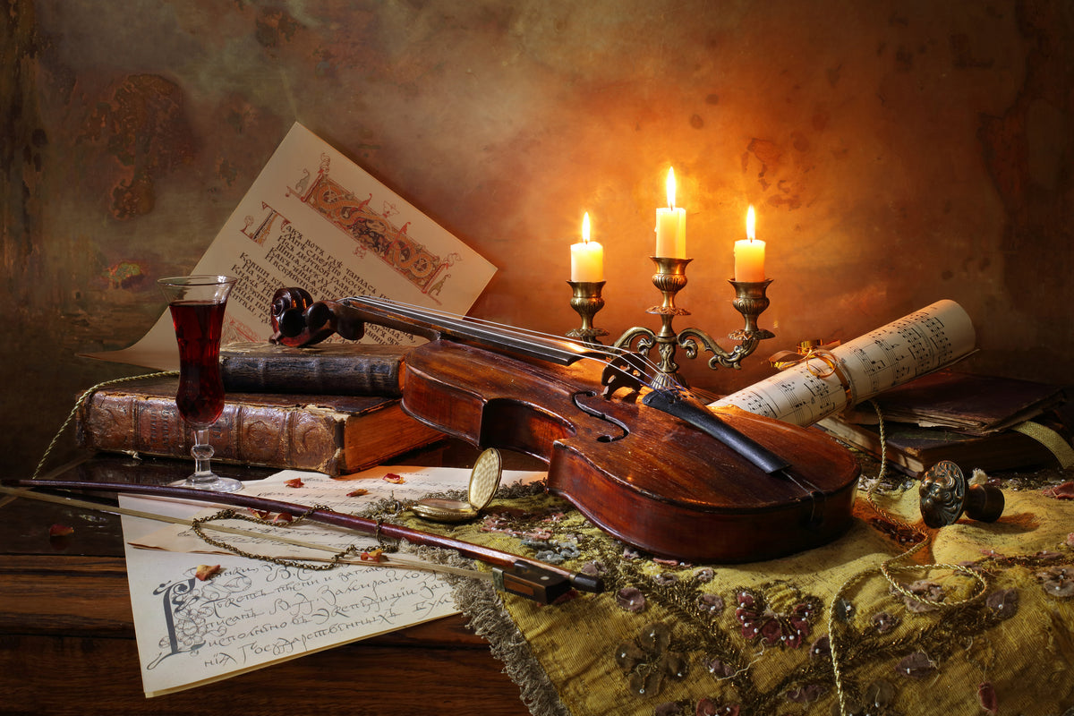 3-piece-acrylic-print-still-life-with-violin-and-candles