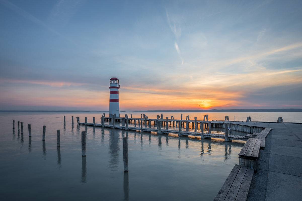 3-piece-aluminium-print-lighthouse-in-the-sunset