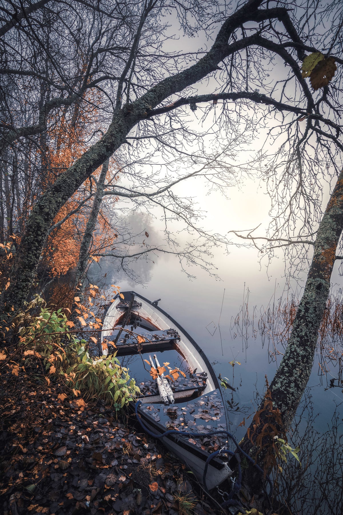 acrylic-print-abandoned-boat-on-the-lake