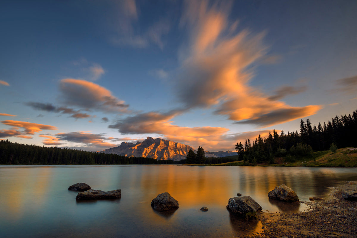 poster-print-two-jack-lake-sunset