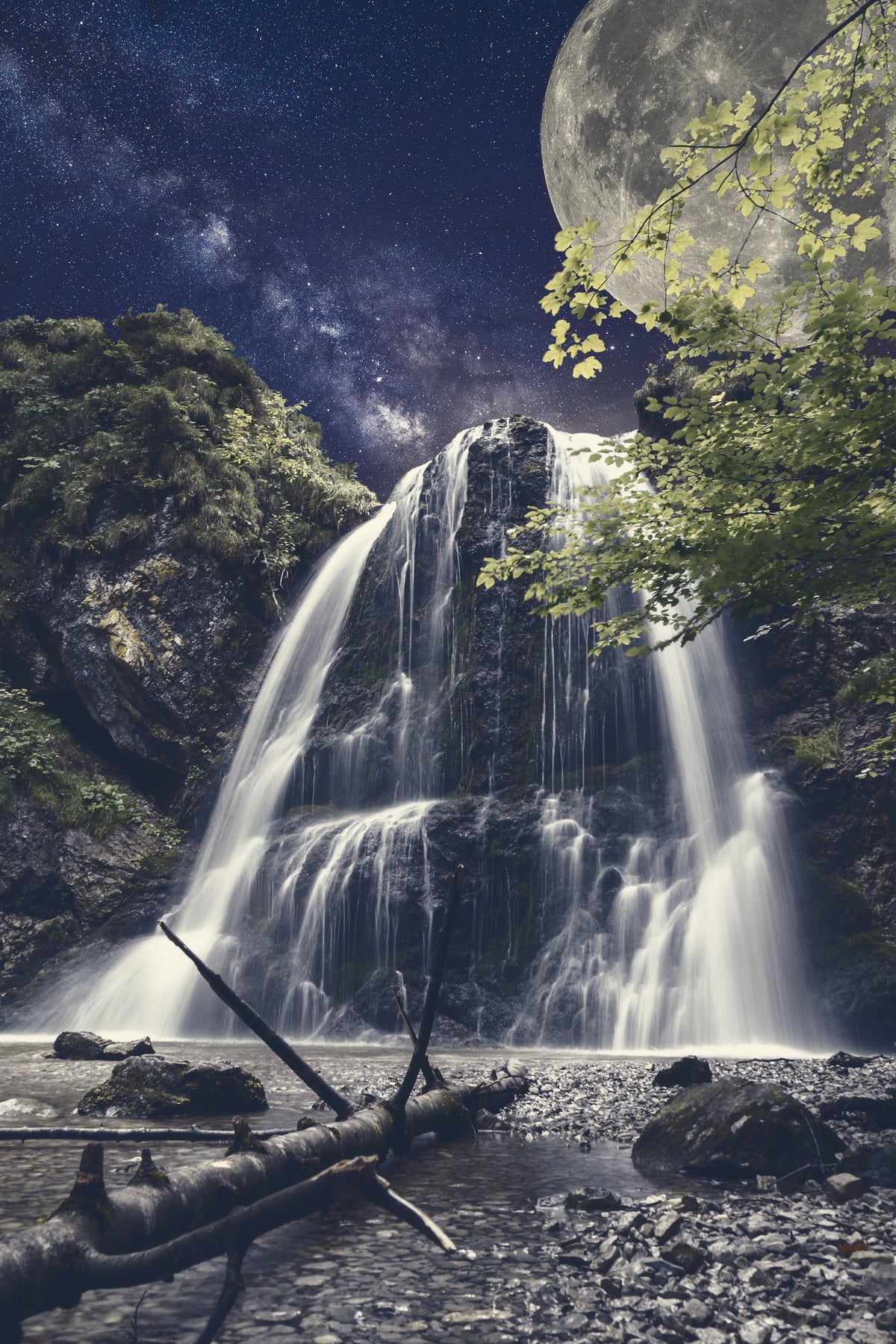 canvas-print-full-moon-at-the-waterfall