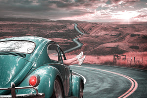 acrylic-print-on-the-road-with-the-classic-car