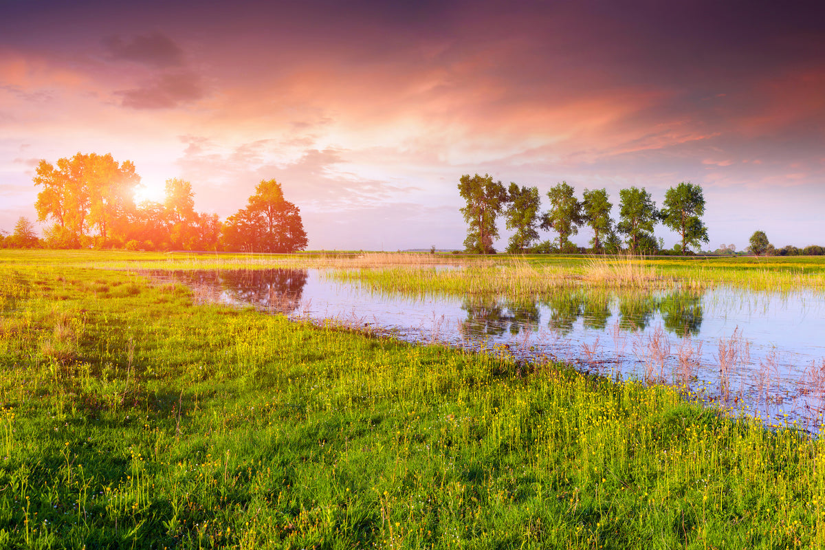 3-piece-aluminium-print-sunset-on-lake
