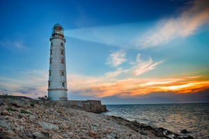 3-piece-aluminium-print-sunset-at-the-lighthouse