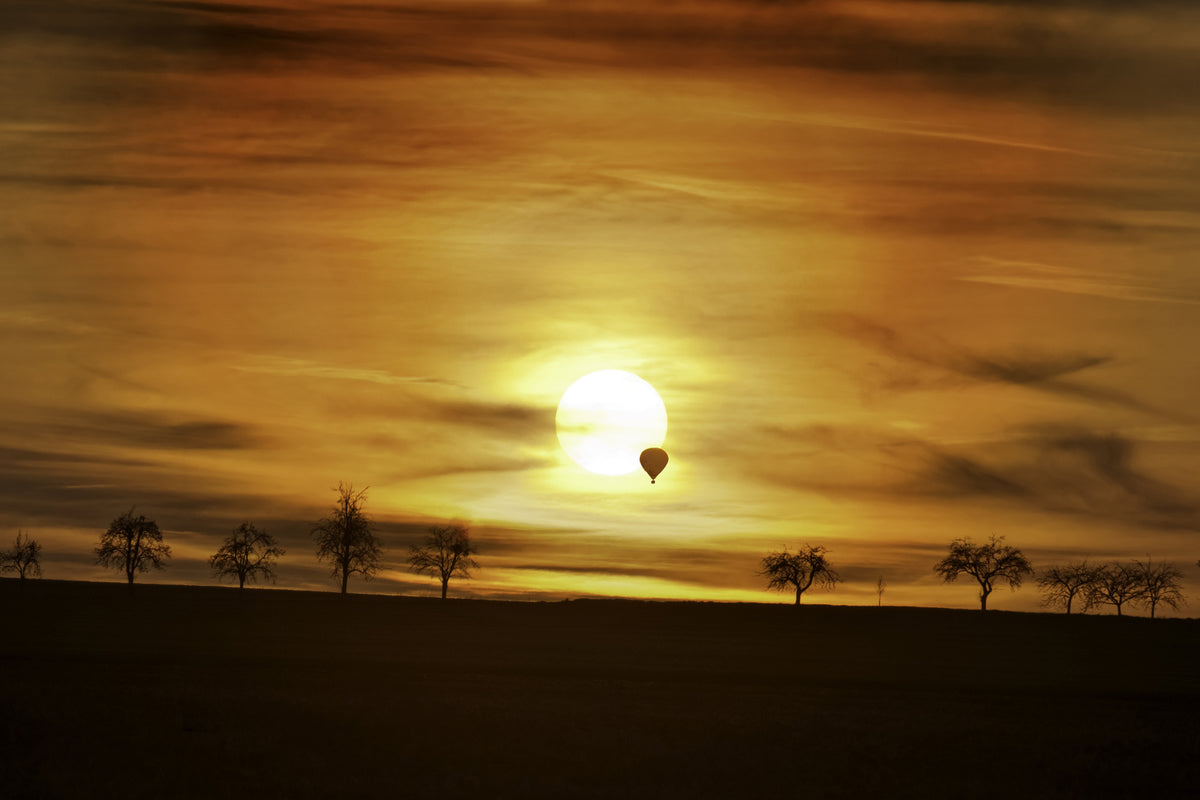 aluminium-print-sunset-with-hot-air-balloon