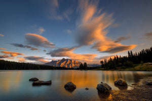 aluminium-print-two-jack-lake-sunset