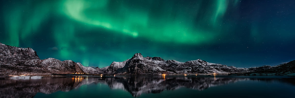 panoramic-3-piece-aluminium-print-lofoten-aurora-reflection-panorama